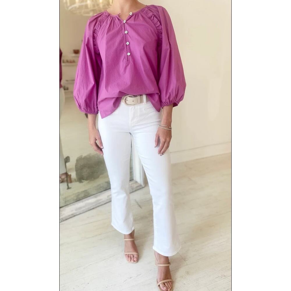 CLEOBELLA NWT Evereve Jess Organic Cotton Blouse in Orchid Purple // S - Picture 3 of 12